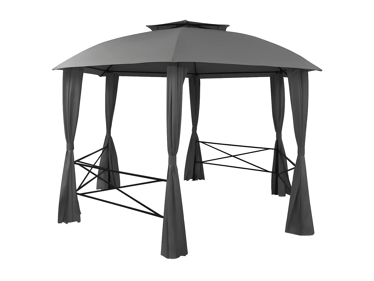 Tonnelle de jardin avec rideaux Hexagonal 360 x 265 cm WVGQ1005