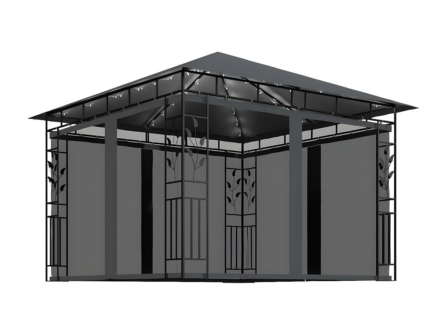 Tonnelle avec moustiquaire et lumières LED 3x3x2,73m Anthracite WVGQ9347