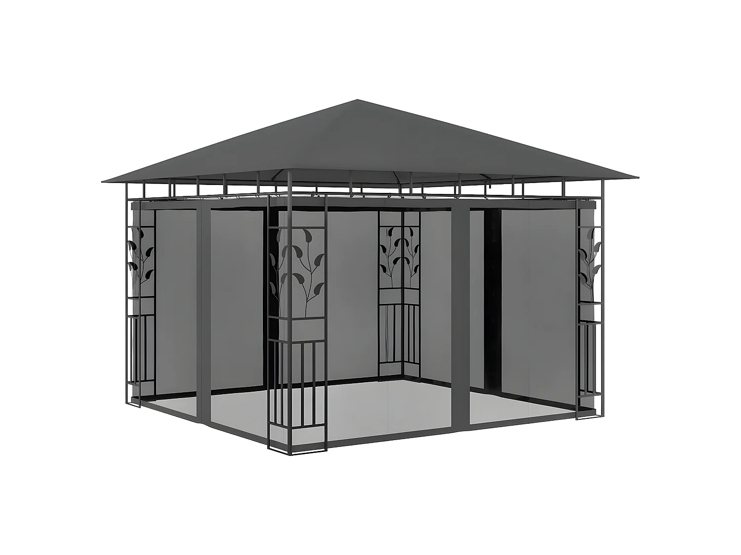 Tonnelle avec moustiquaire et lumières LED 3x3x2,73m Anthracite WVGQ9347