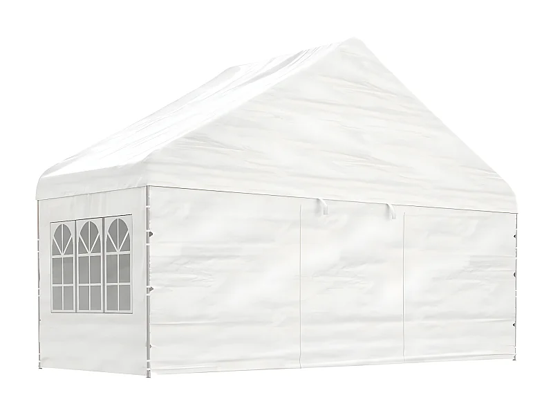Tonnelle avec toit blanc 5,88x2,23x3,75 m polyéthylène WVGQ7836