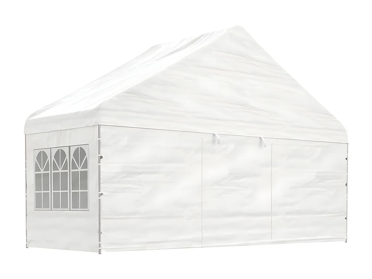 Prieel met dak 5,88x2,23x3,75 m polyetheen wit NL307272