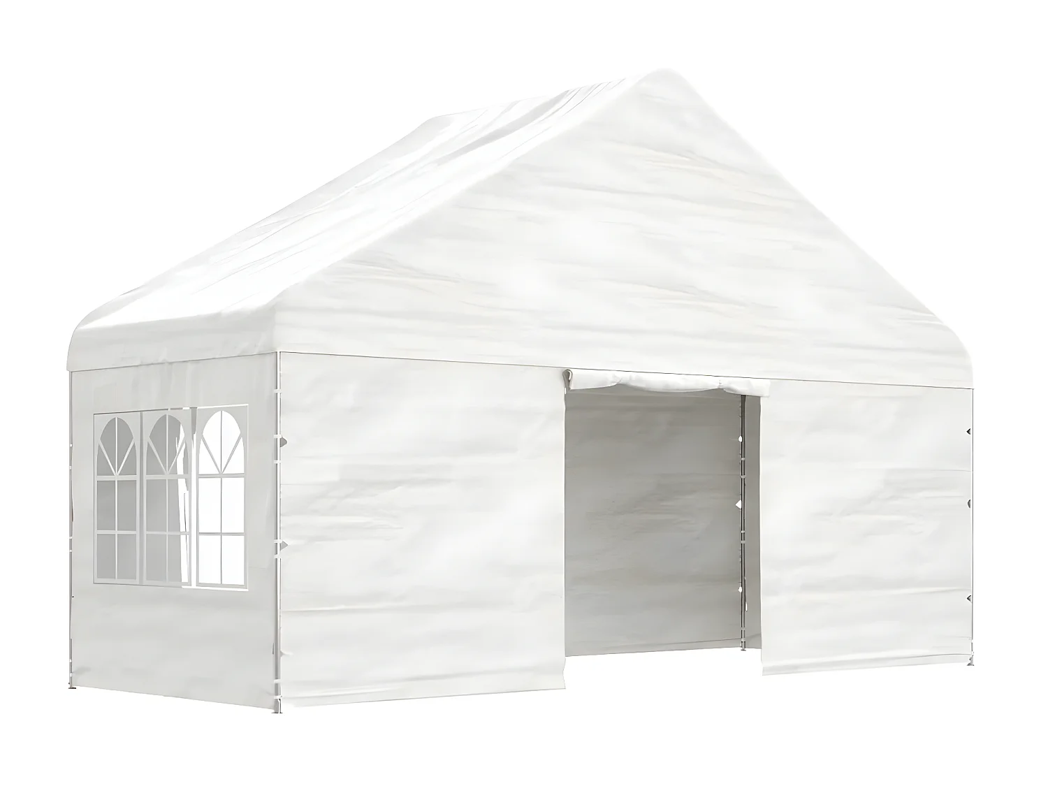 Prieel met dak 5,88x2,23x3,75 m polyetheen wit NL307272