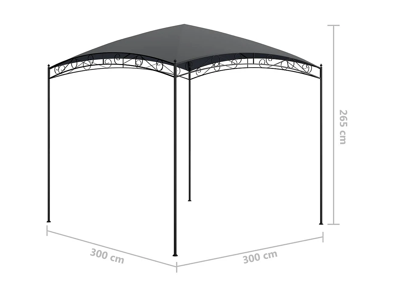Gazebo - Tenda de recepção 3x3x2,65 m 180 g/m² antracite PT807242