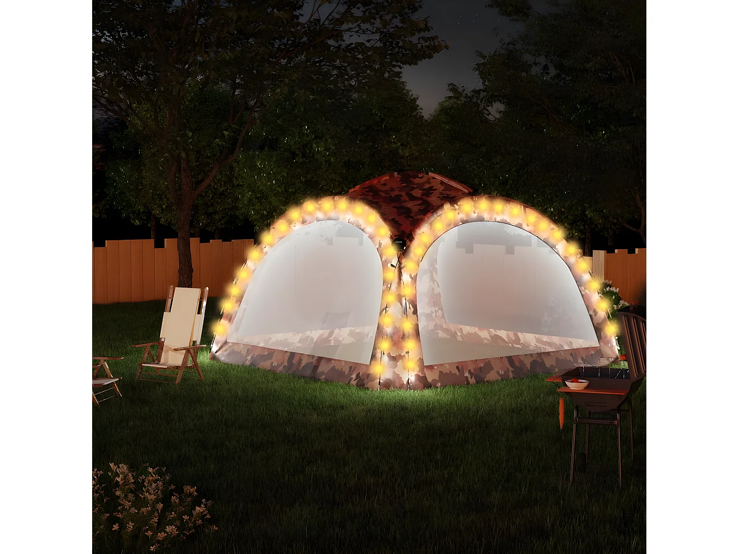 Carpa de fiesta con LED y 4 paredes laterales azul 3,6x3,6x2,3m ES616038