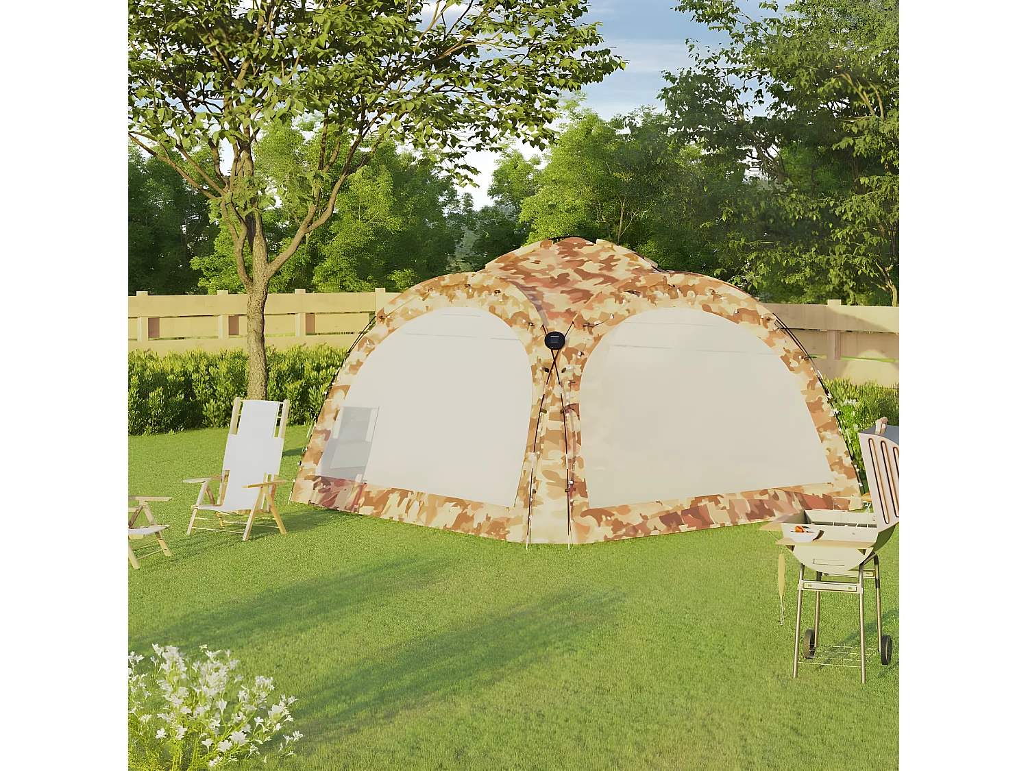 Carpa de fiesta con LED y 4 paredes laterales azul 3,6x3,6x2,3m ES616038