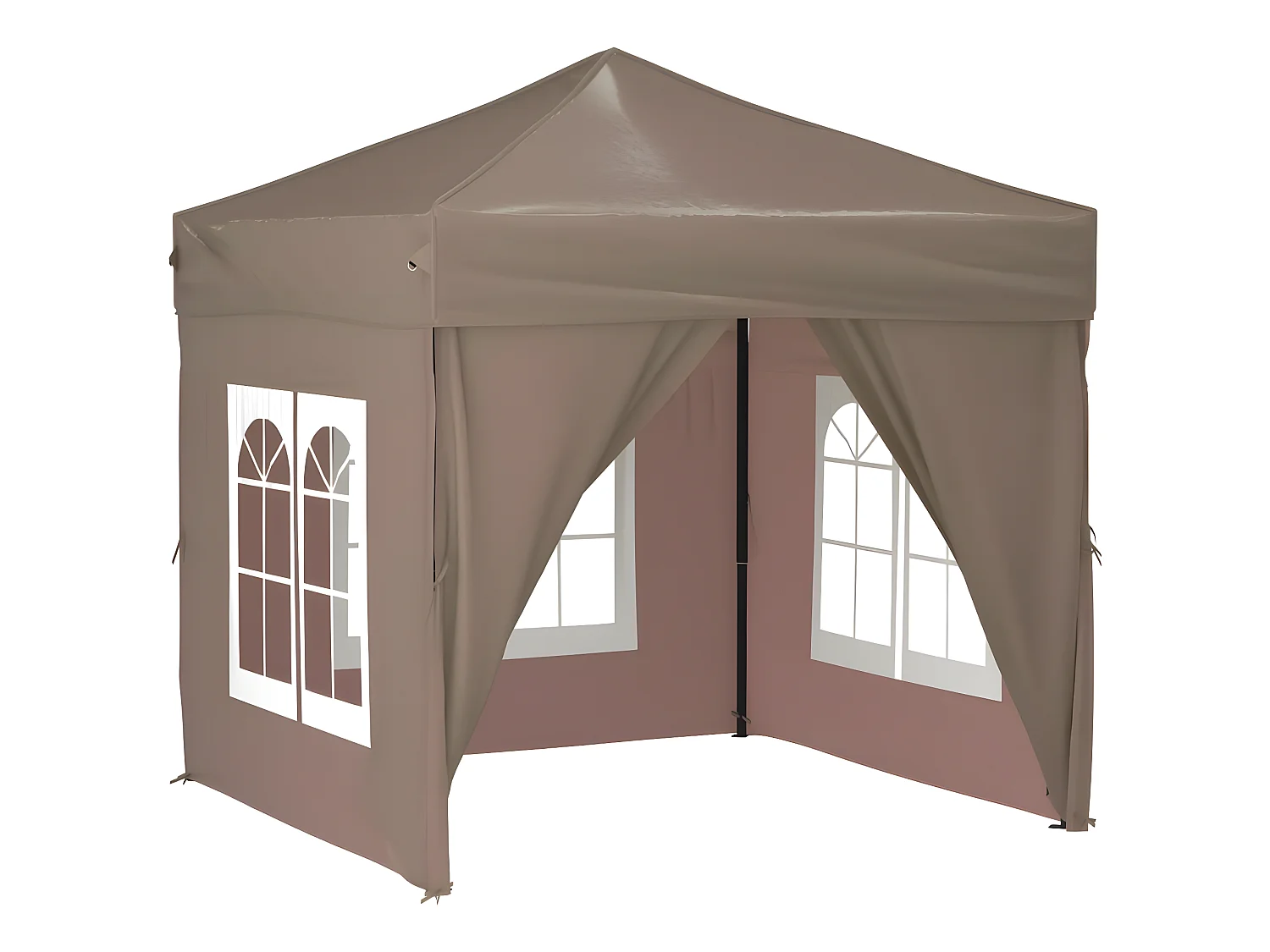 Tenda festas dobrável paredes laterais 2x2 m cinza-acastanhado PT871769