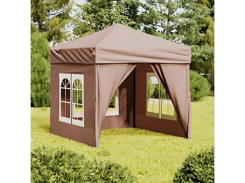 Tenda festas dobrável paredes laterais 2x2 m cinza-acastanhado PT871769