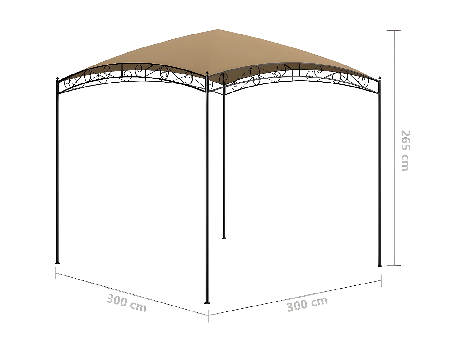 Prieel 180 g/m² 3x3x2,65 m taupe NL288523
