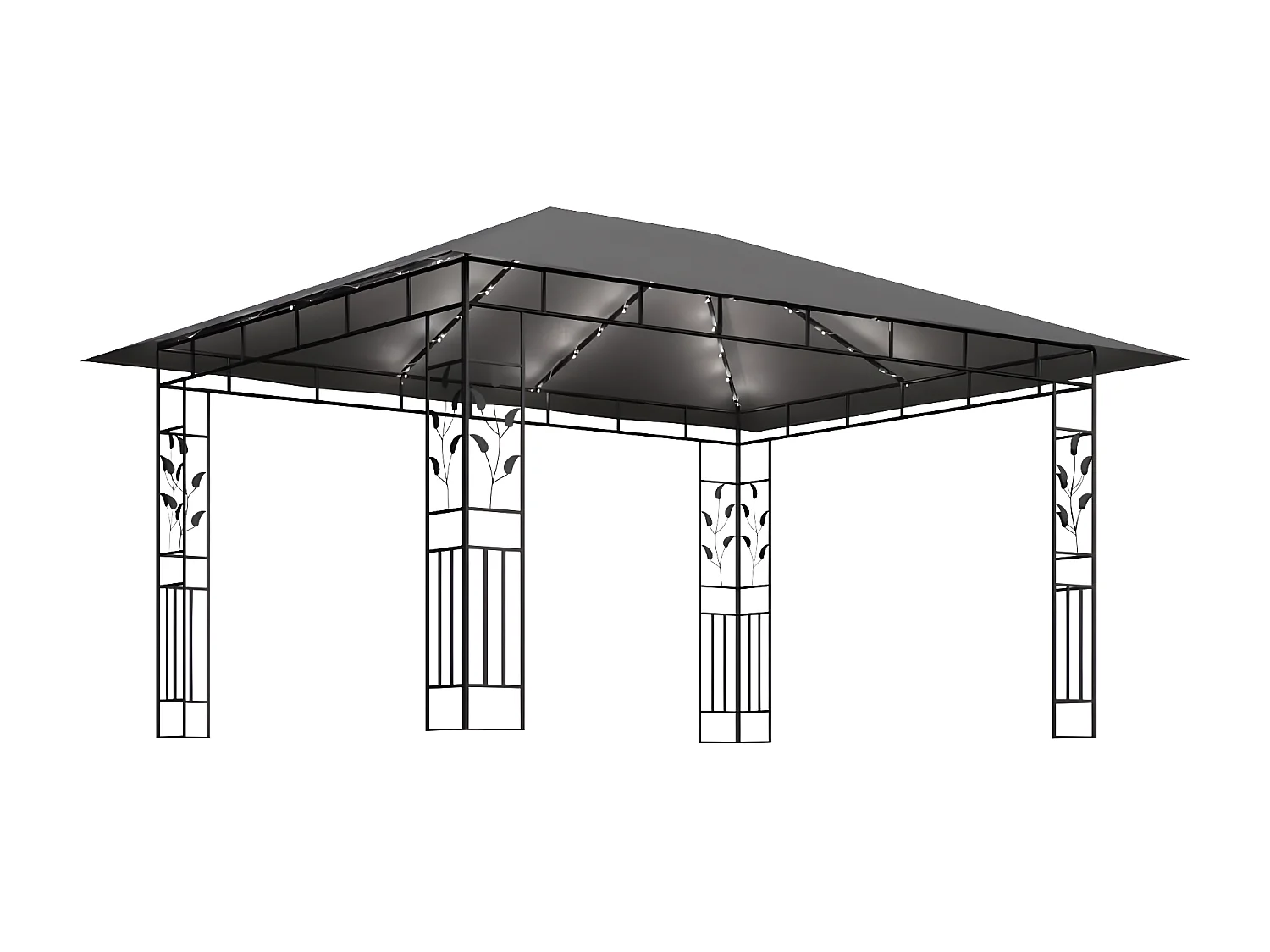 Gazebo - Tenda de recepção c/ mosquiteiro e cordões luzes LED 4x3x2,73m antracite PT855283