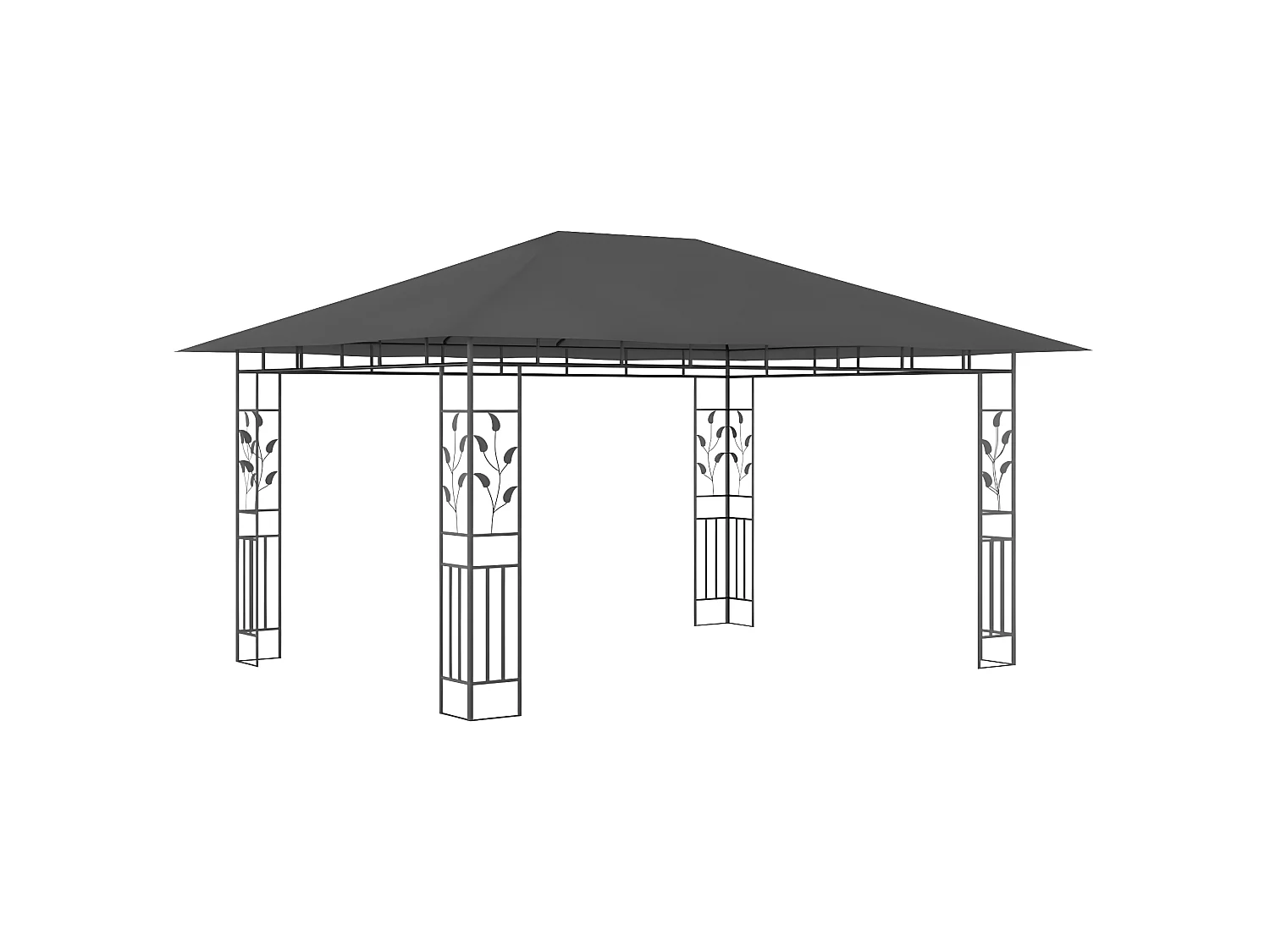 Gazebo - Tenda de recepção c/ mosquiteiro e cordões luzes LED 4x3x2,73m antracite PT855283