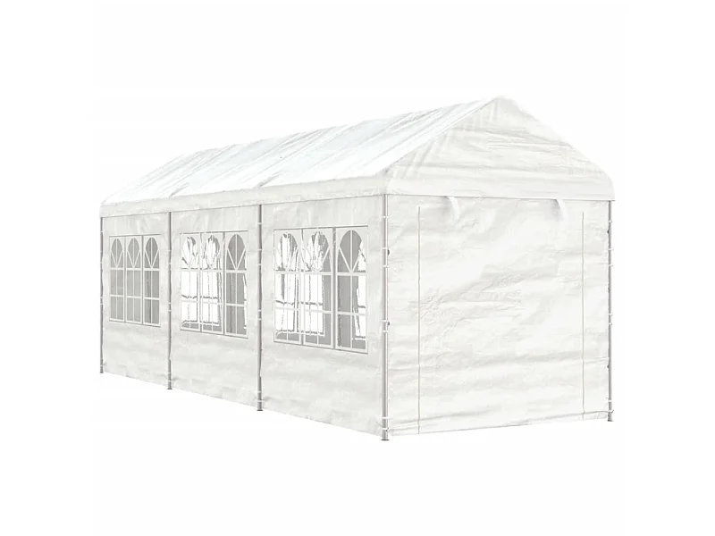 Prieel met dak 6,69x2,28x2,69 m polyetheen wit NL824438