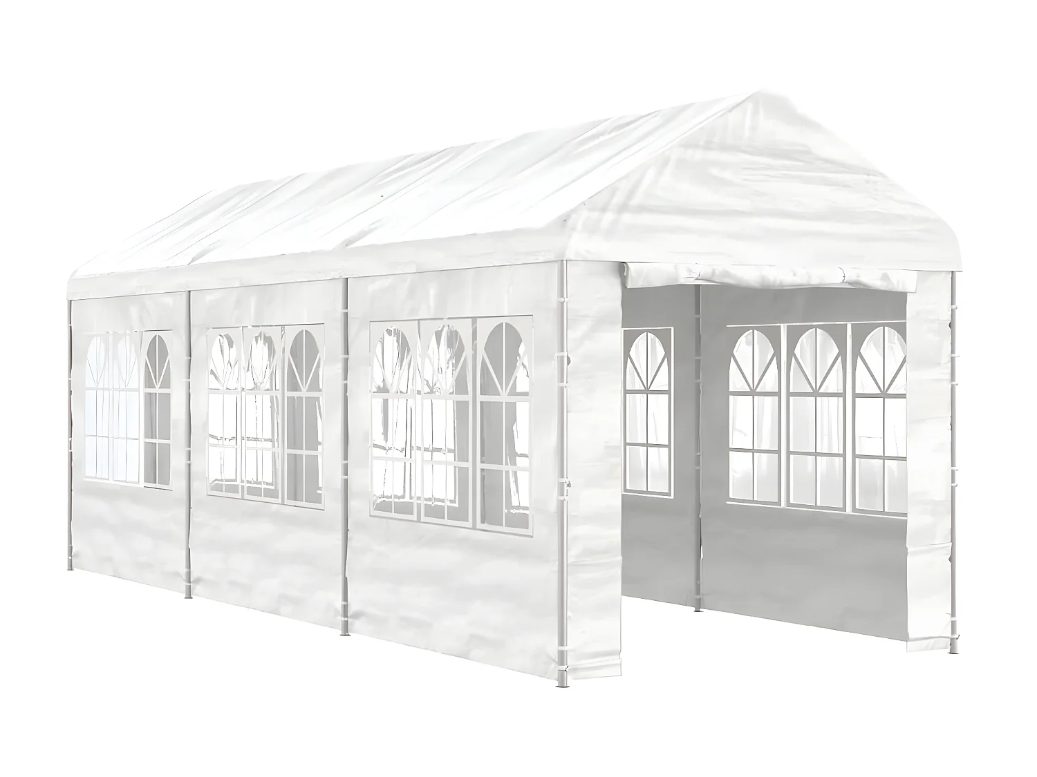 Gazebo - Tenda de recepção com telhado 6,69x2,28x2,69 m polietileno branco PT956837