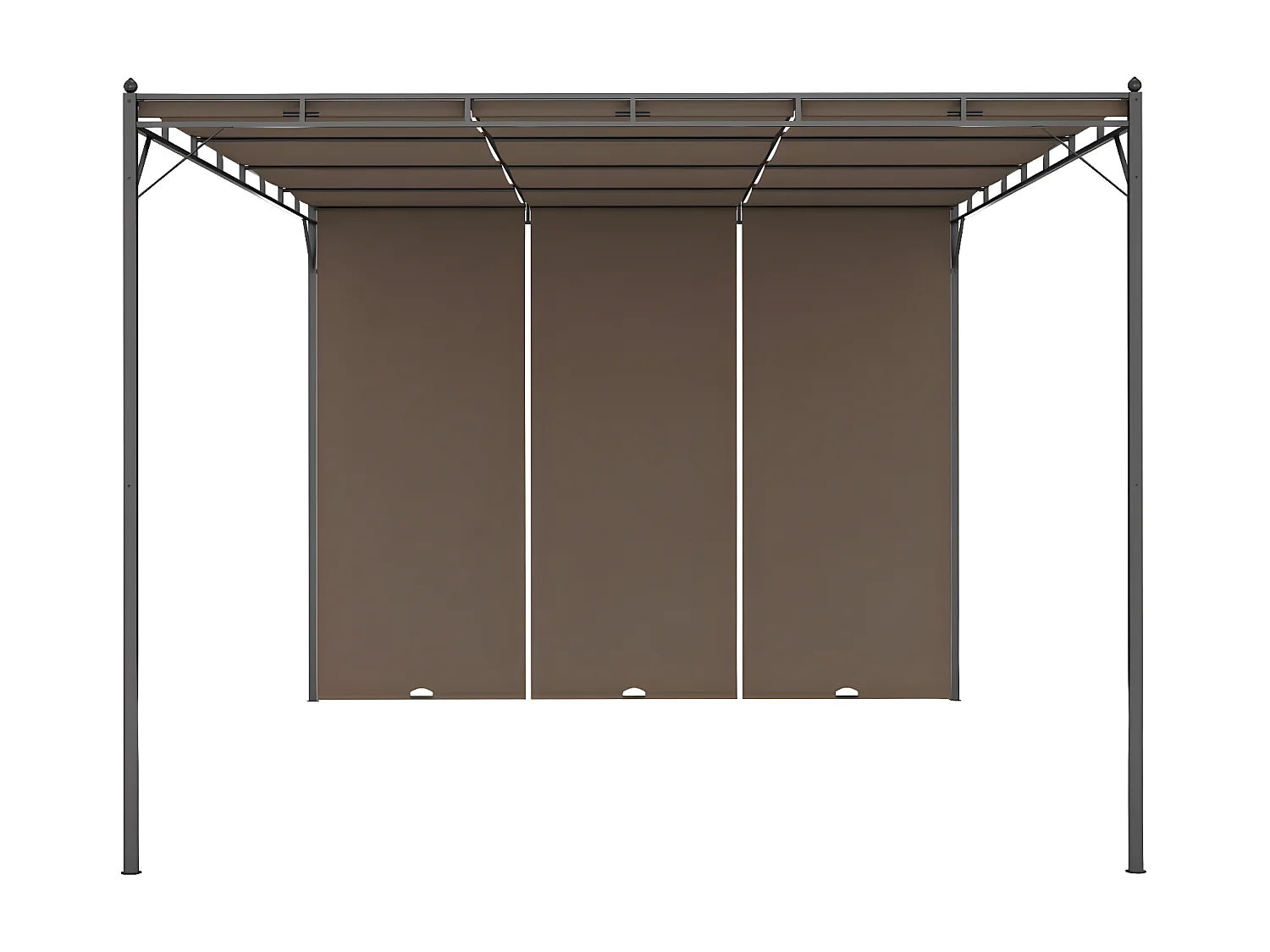 Gazebo - Tenda de recepção jardim c/ cortina lateral 4x3x2,25m cinzento-acastanhado PT643521