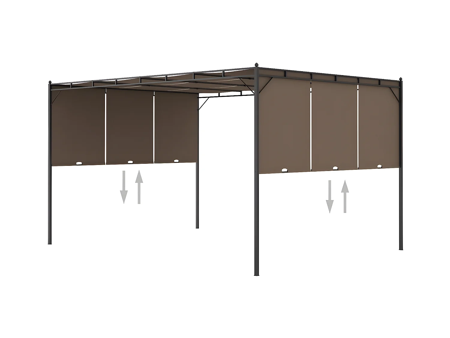Tonnelle de jardin avec rideau latéral 4x3x2,25 m Taupe WVGQ8576