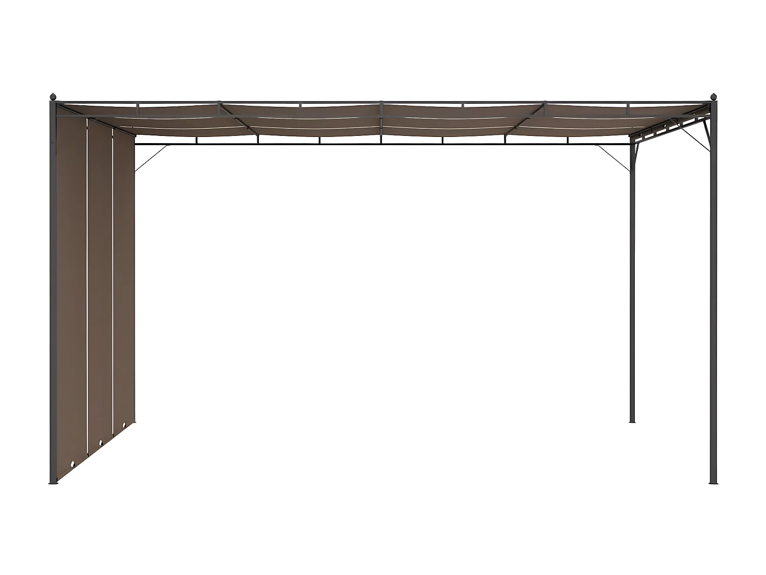 Cenador de jardín con cortina lateral gris taupe 4x3x2,25 m ES797935