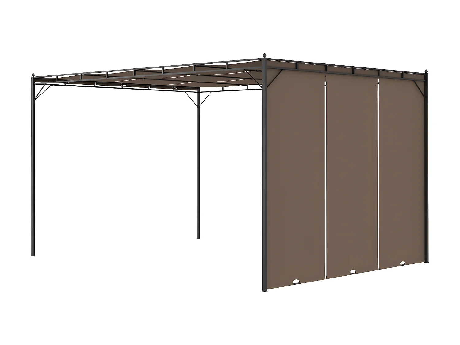 Cenador de jardín con cortina lateral gris taupe 4x3x2,25 m ES797935