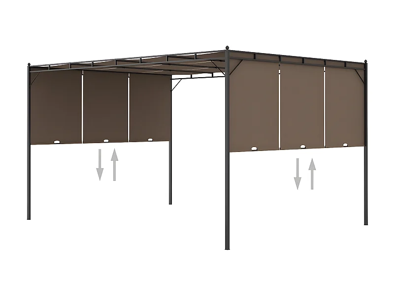 Tonnelle de jardin avec rideau latéral 4x3x2,25 m Taupe WVGQ8576