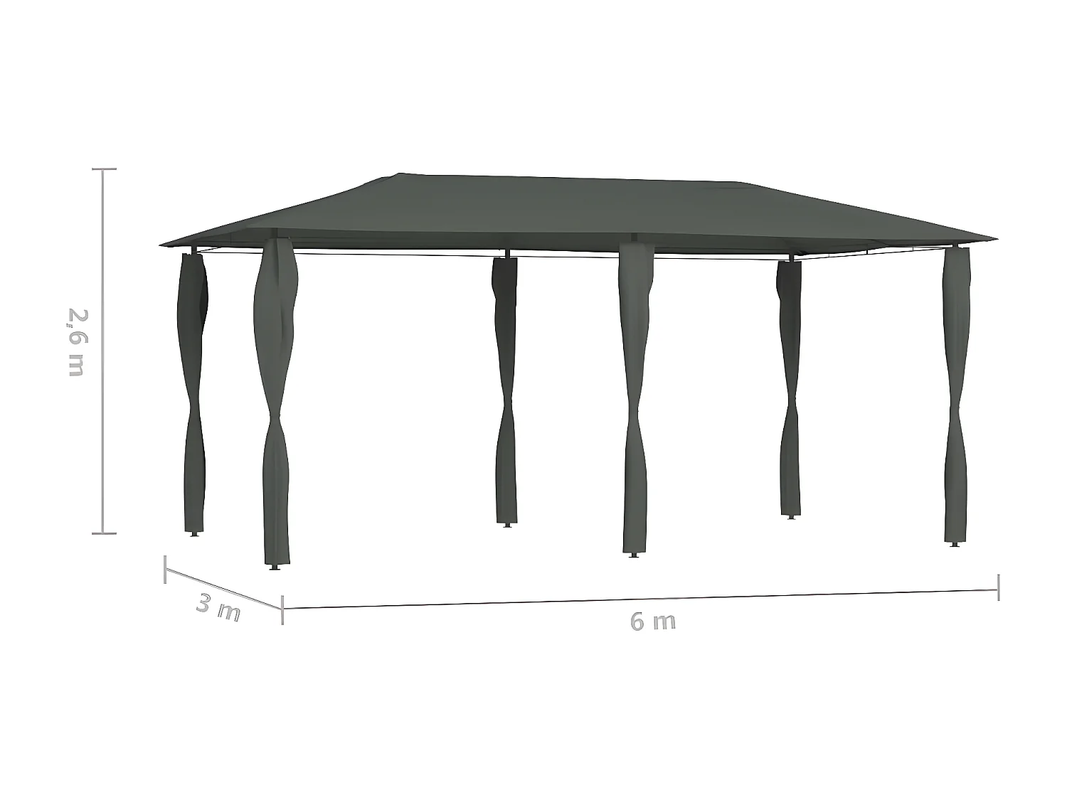 Tonnelle à revêtement de poteaux 3x6x2,6 m Anthracite 160 g/m² WVGQ8154