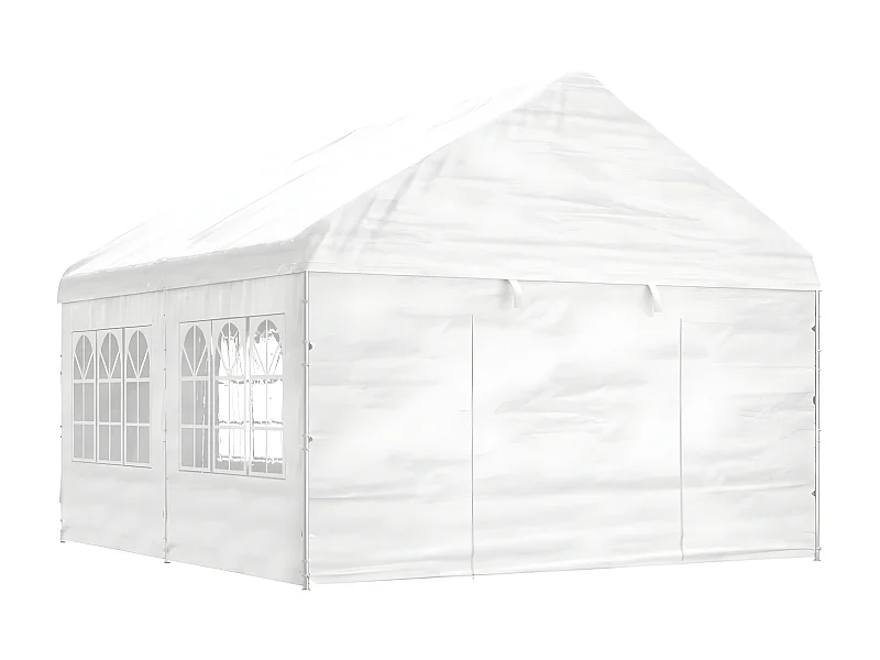 Gazebo - Tenda de recepção com telhado 4,46x4,08x3,22 m polietileno branco PT744572