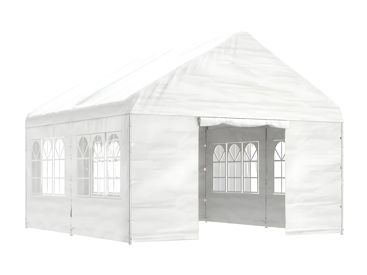 Gazebo - Tenda de recepção com telhado 4,46x4,08x3,22 m polietileno branco PT744572