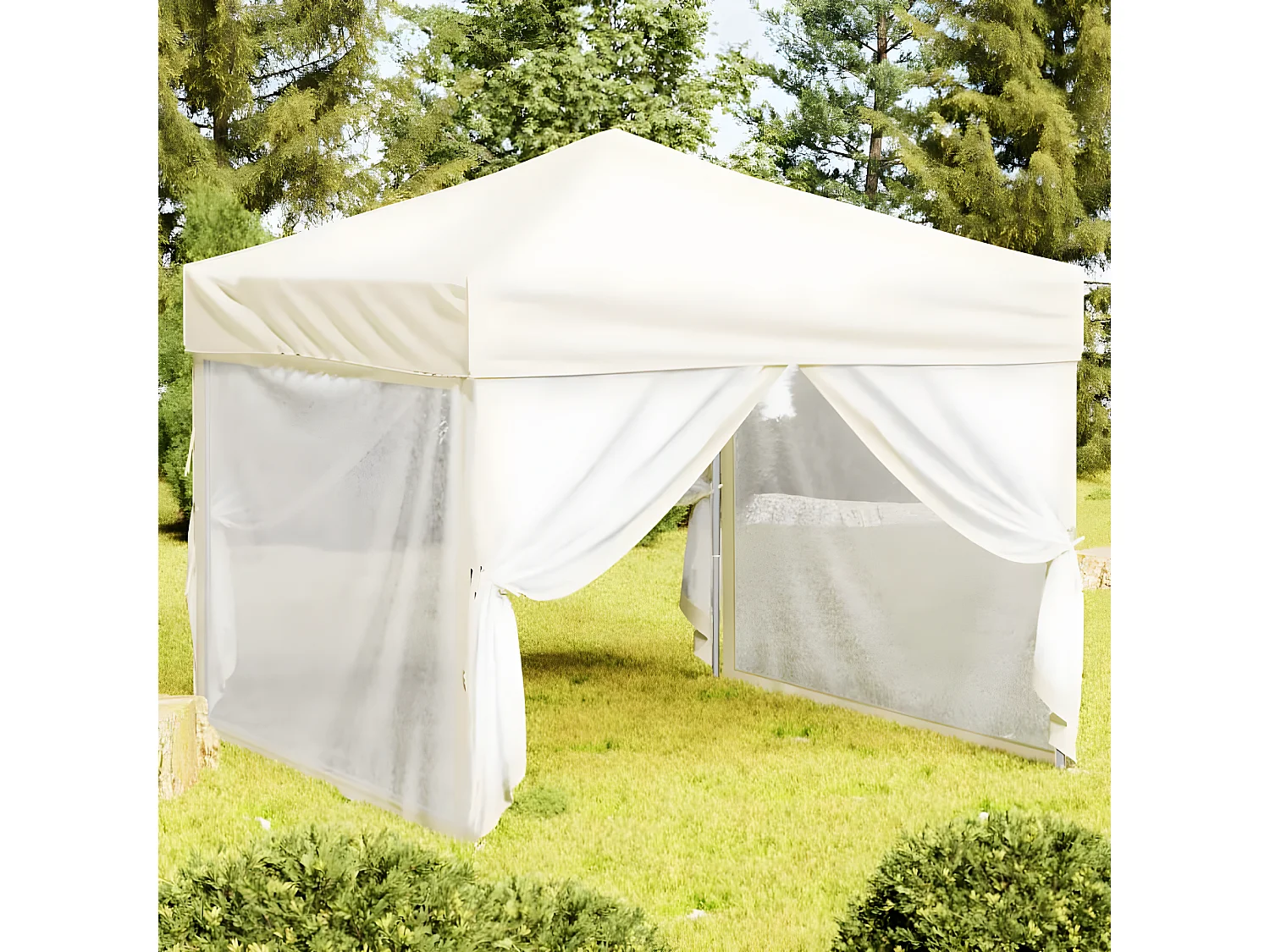Tenda para festas dobrável com paredes laterais 3x3 m creme PT614231