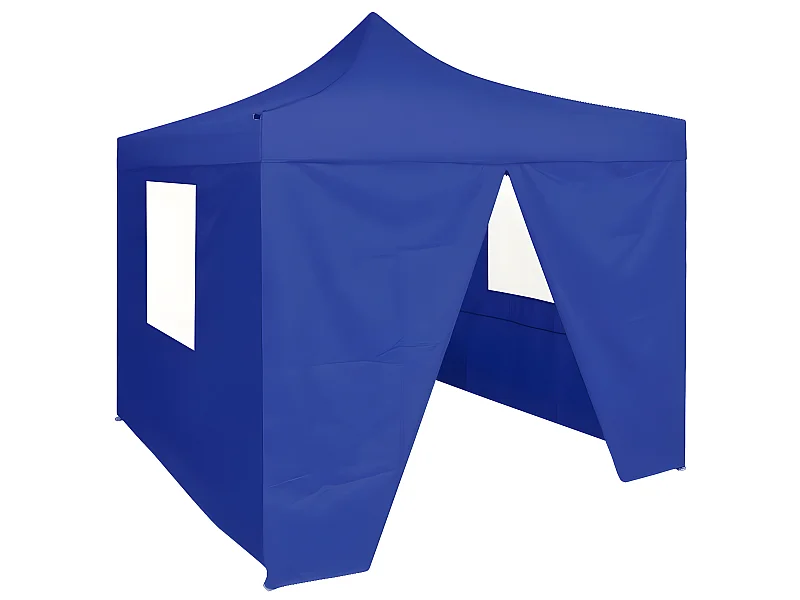 Tente de réception pliable avec 4 parois 2x2 m Acier Bleu WVGQ5576