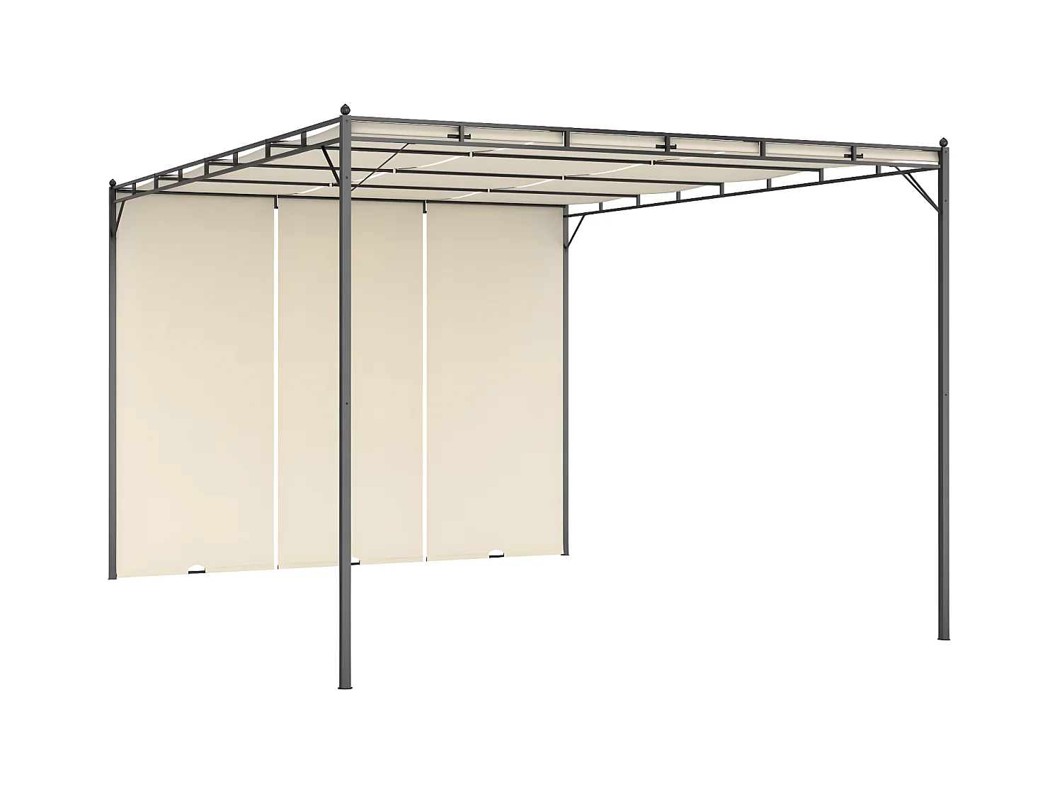 Tonnelle de jardin avec rideau latéral 4x3x2,25 m Crème WVGQ6774
