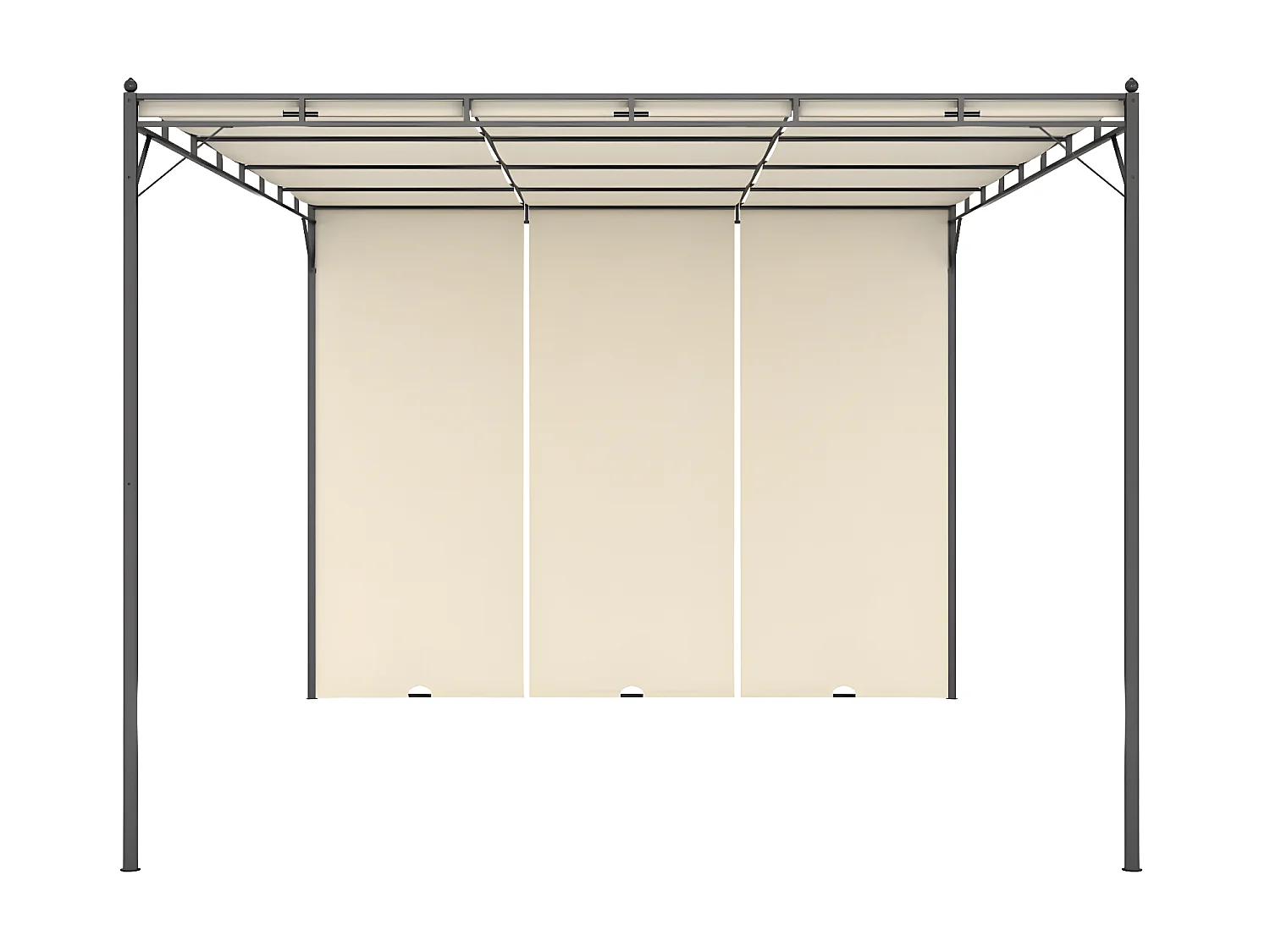Tonnelle de jardin avec rideau latéral 4x3x2,25 m Crème WVGQ6774