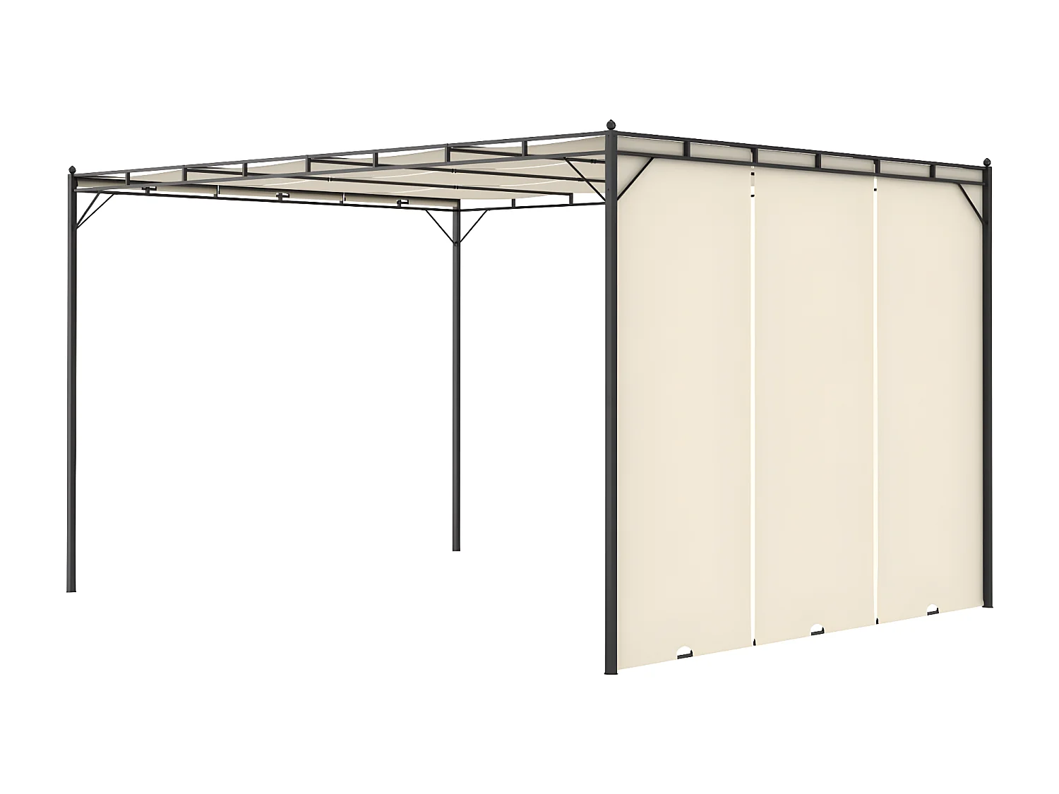 Tonnelle de jardin avec rideau latéral 4x3x2,25 m Crème WVGQ6774