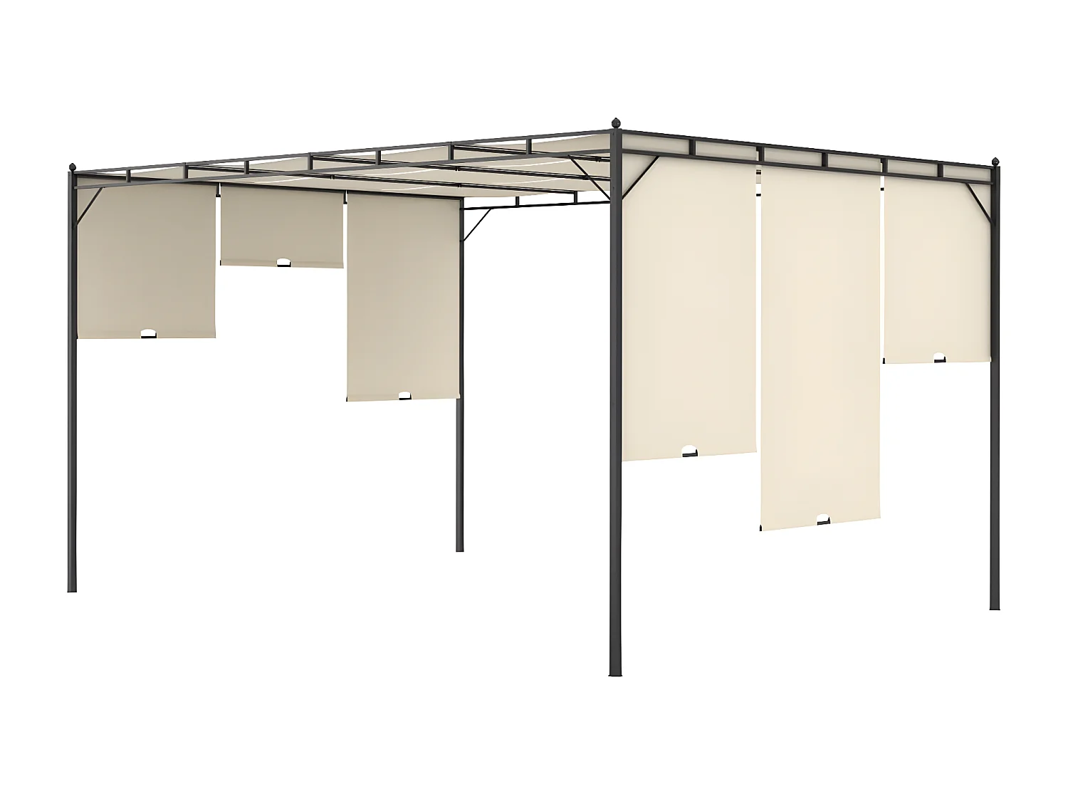 Tonnelle de jardin avec rideau latéral 4x3x2,25 m Crème WVGQ6774