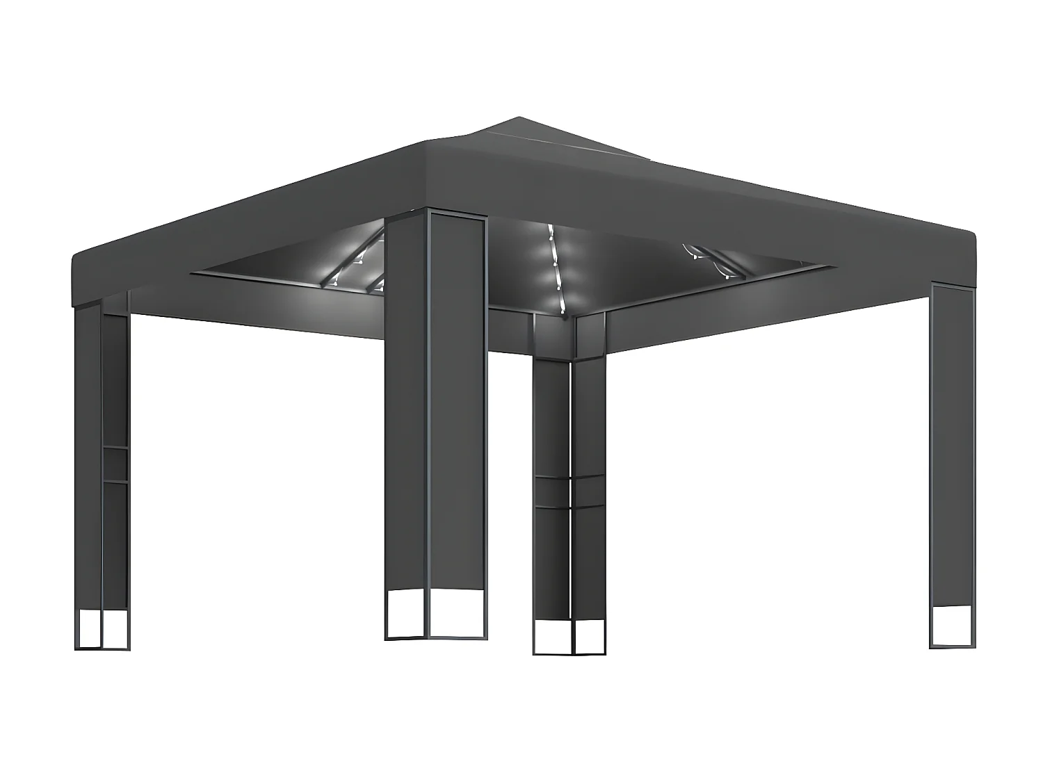 Tonnelle avec double toit et lumières LED 3x3 m Anthracite WVGQ6856