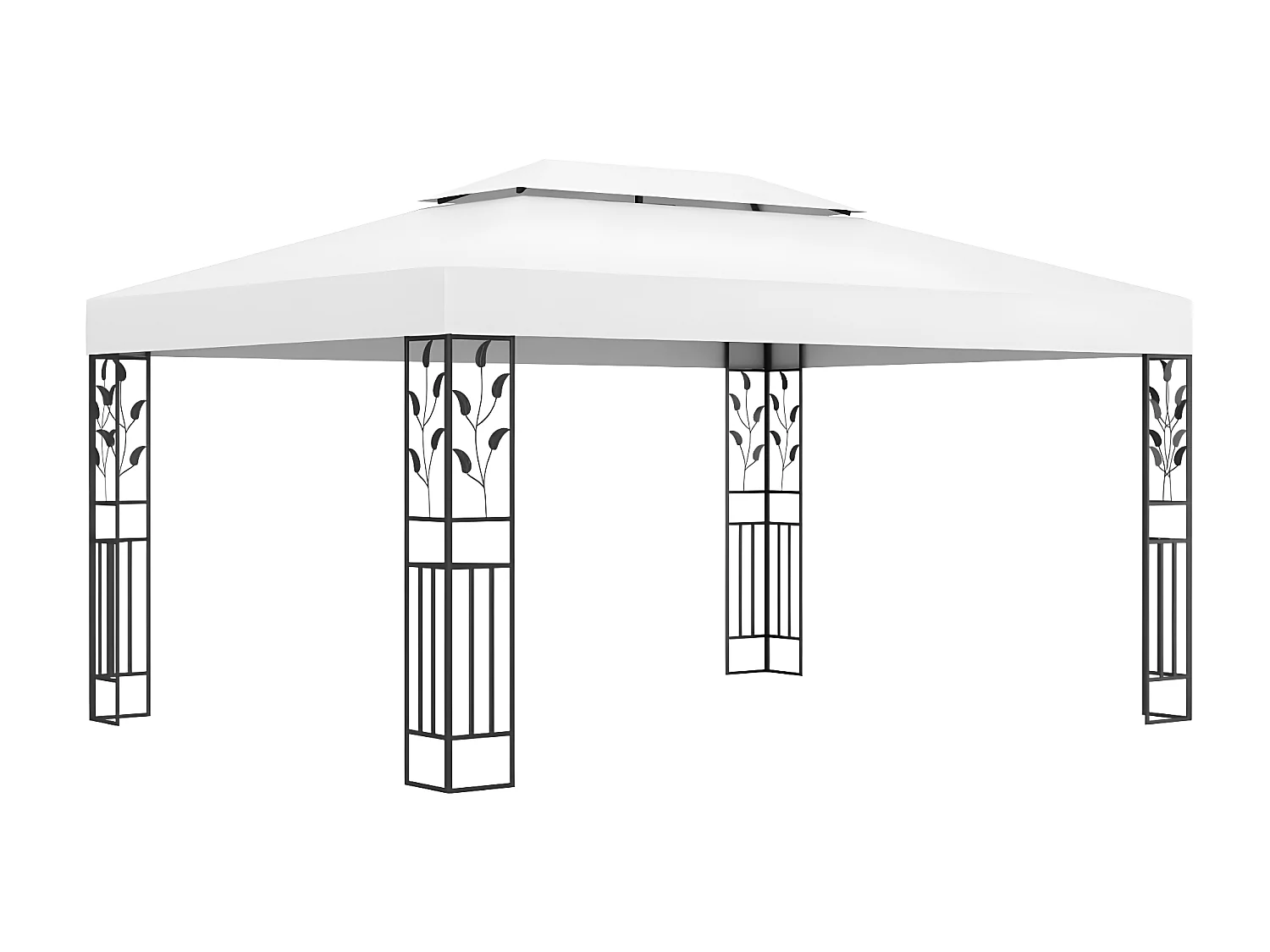 Tonnelle avec double toit et lumières LED 3x4 m Blanc WVGQ5085