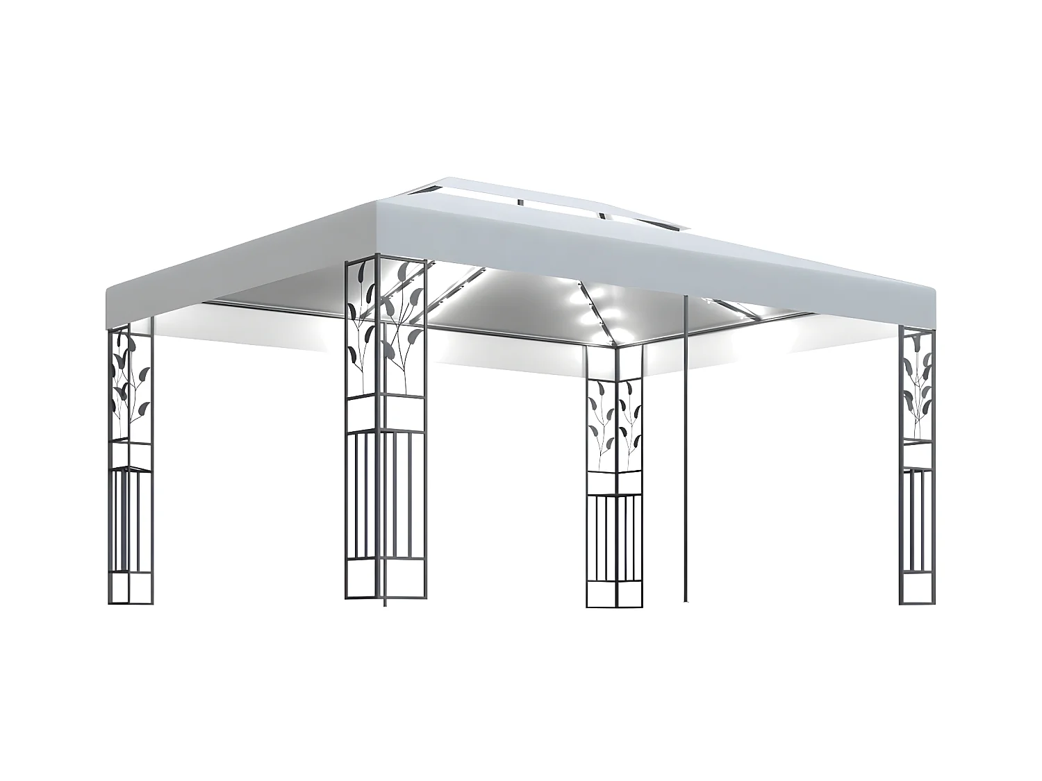 Tonnelle avec double toit et lumières LED 3x4 m Blanc WVGQ5085
