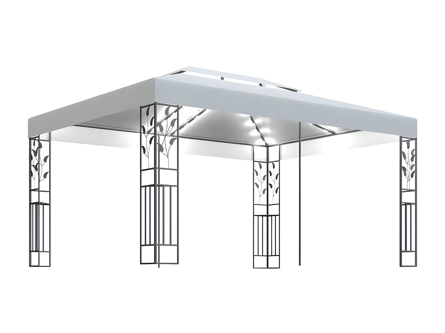 Tonnelle avec double toit et lumières LED 3x4 m Blanc WVGQ5085