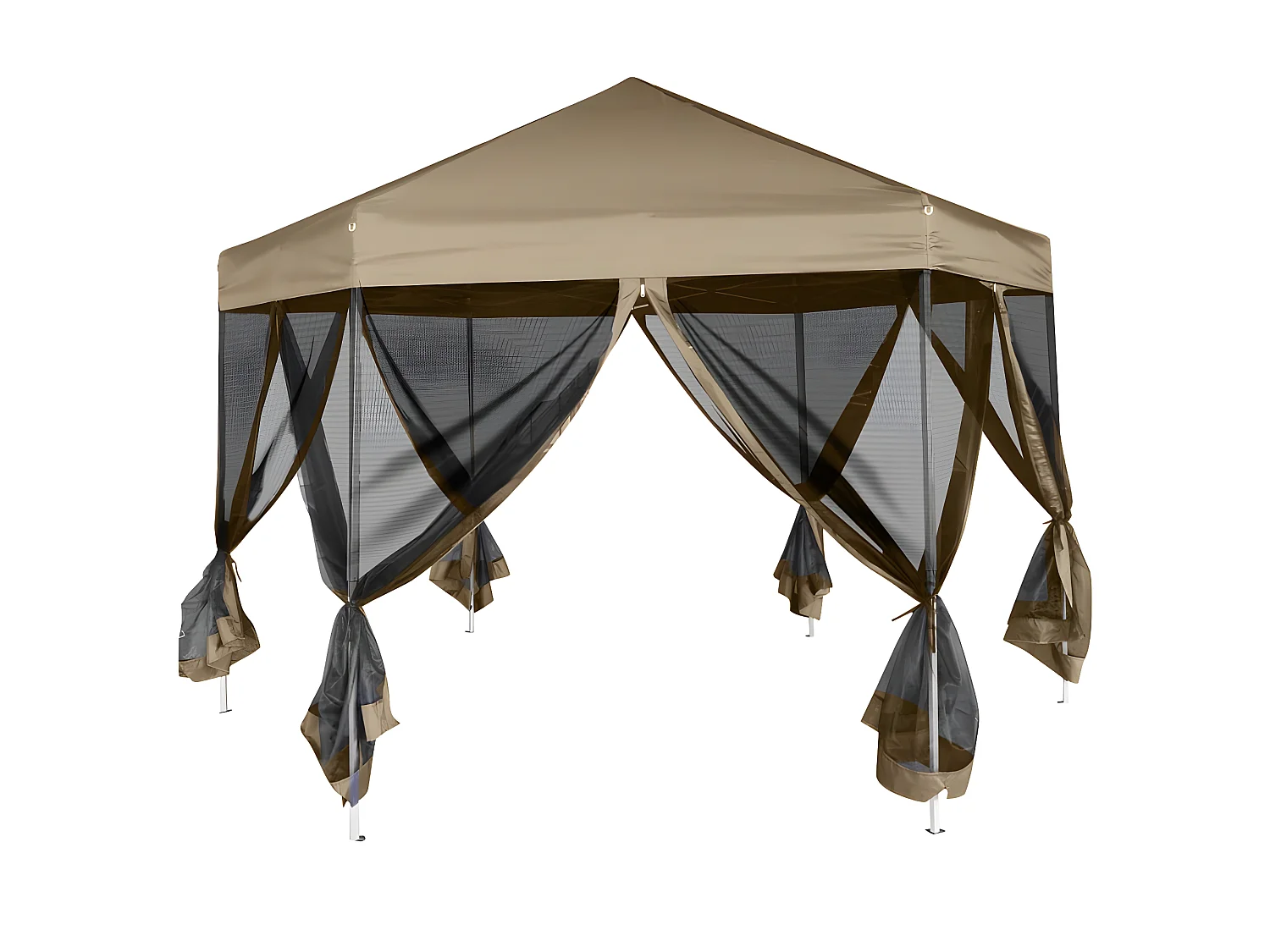 Tonnelle hexagonal et parois latérales 3,6x3,1 m taupe 220g/m² WVGQ5928