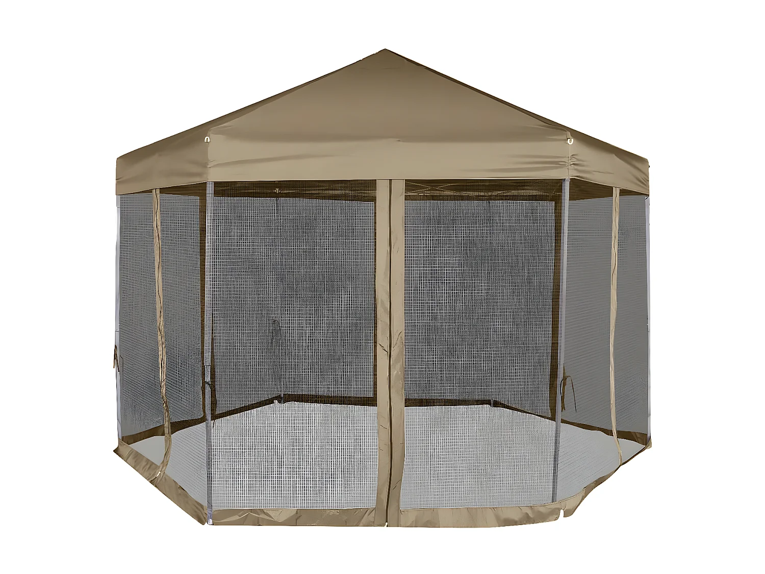 Tonnelle hexagonal et parois latérales 3,6x3,1 m taupe 220g/m² WVGQ5928