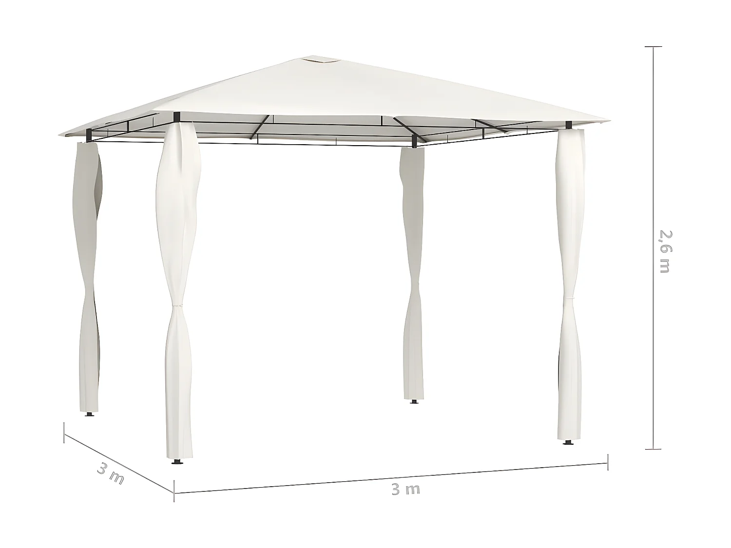 Tonnelle avec revêtement de poteaux 3x3x2,6 m Crème 160 g/m² WVGQ4204