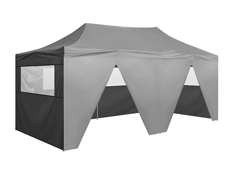 Tenda dobrável profissional festas 4 paredes 3x6m aço antracite PT354555