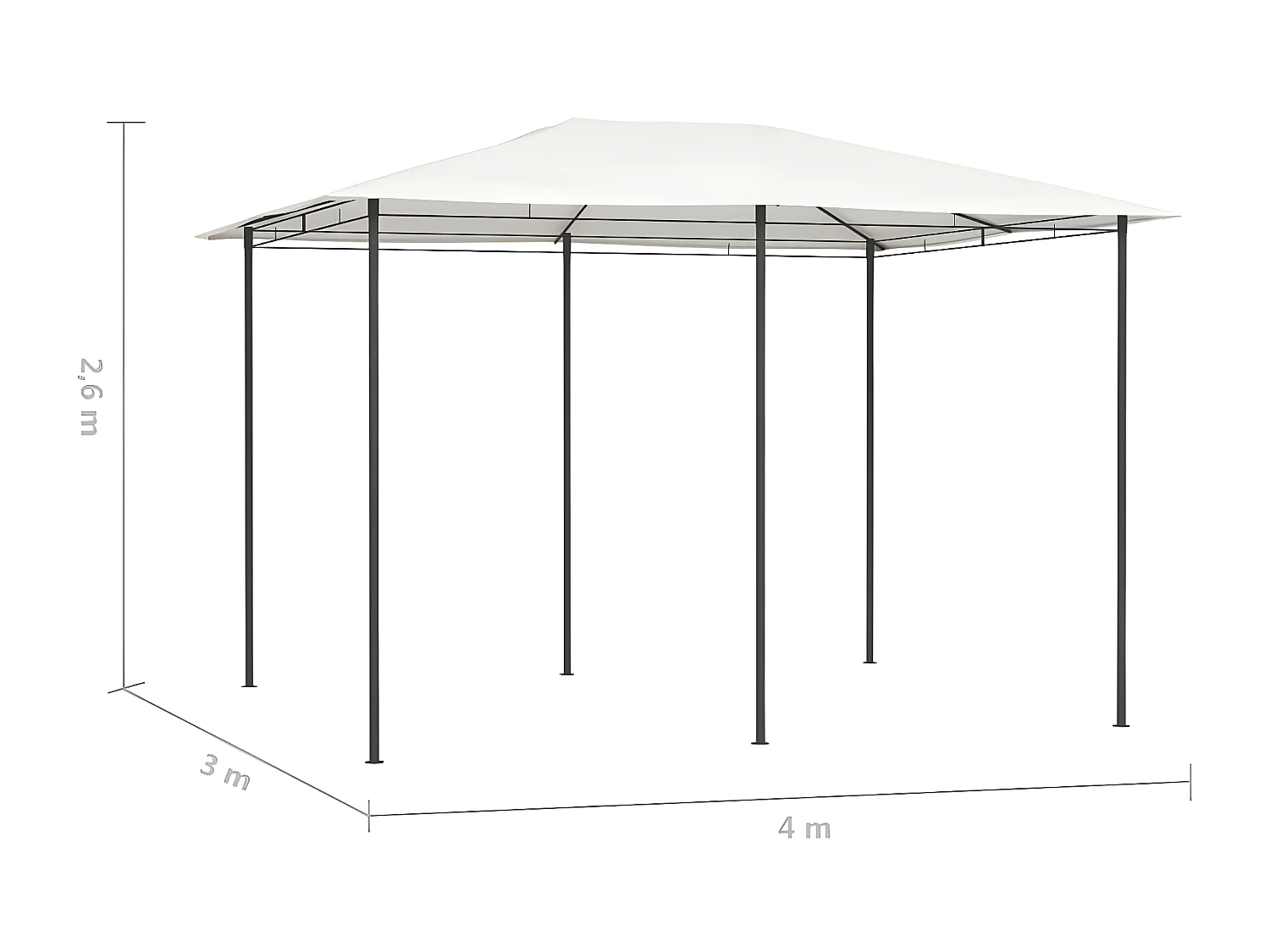 Cenador color crema 3x4x2,6 m 160 g/m² ES949817