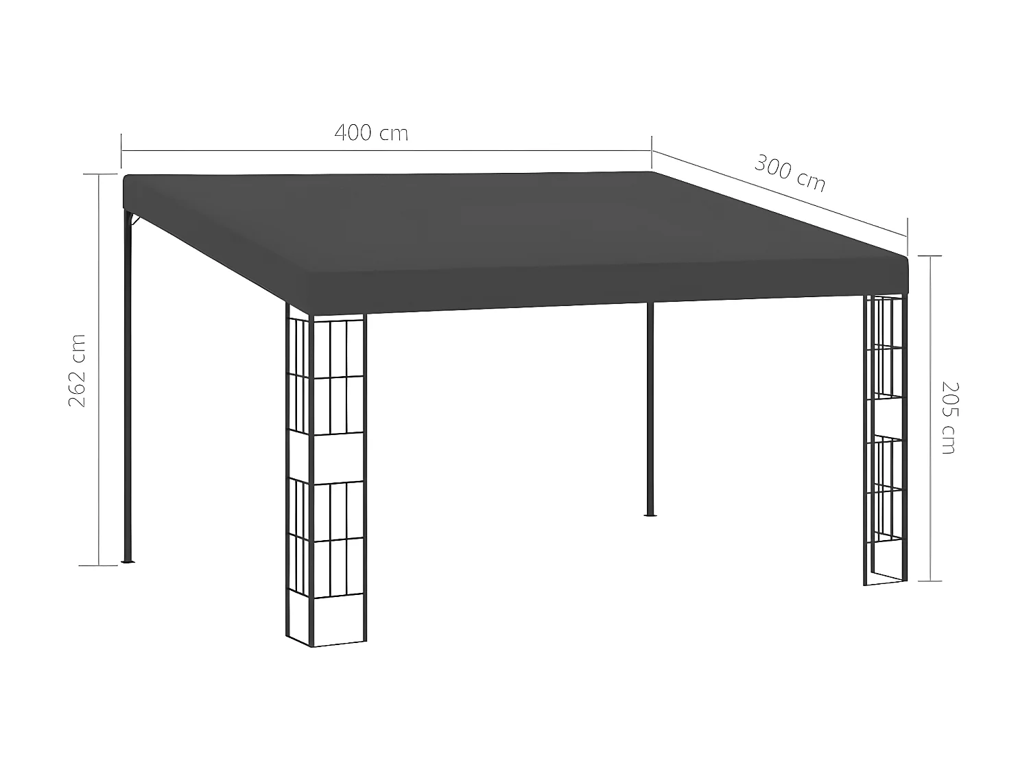 Gazebo - Tenda de recepção de montagem na parede 3x4 m tecido antracite PT454198