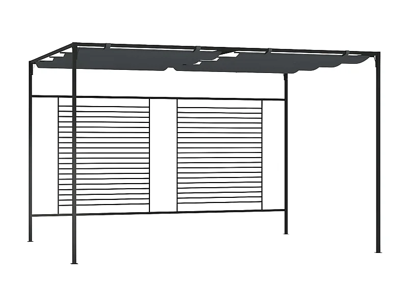 Gazebo - Tenda de recepção com toldo retrátil 4x3x2,3 m 180 g/m² antracite PT395797