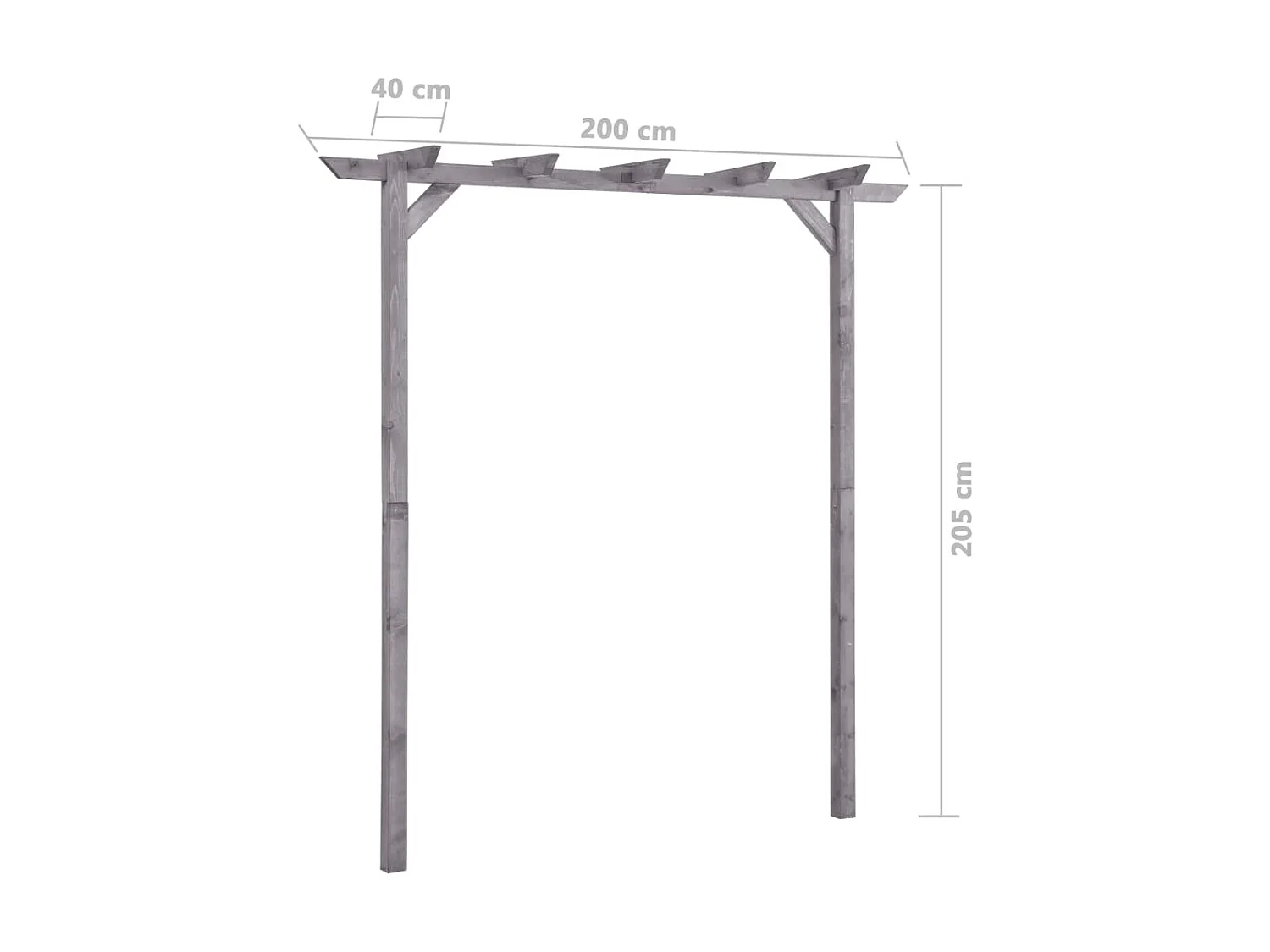 Pergola de jardin Gris 200x40x205 cm Bois de pin imprégné WVGQ6471