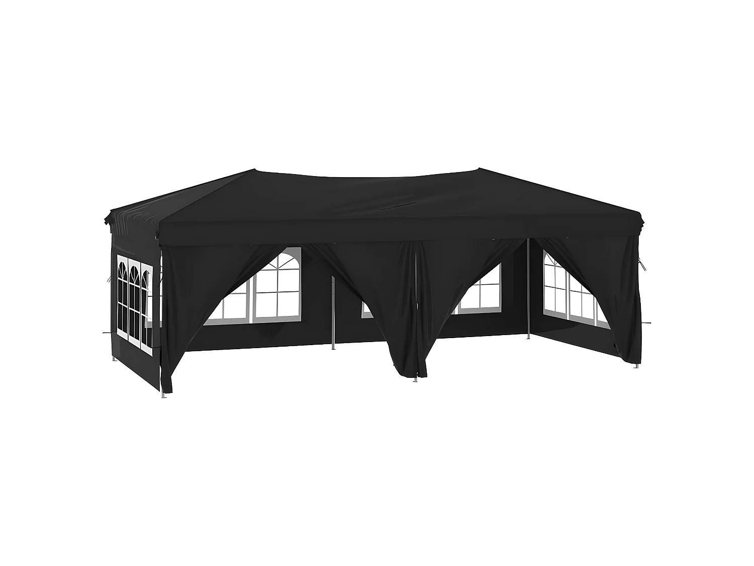 Carpa para fiestas plegable con paredes laterales negra 3x6 m ES934548