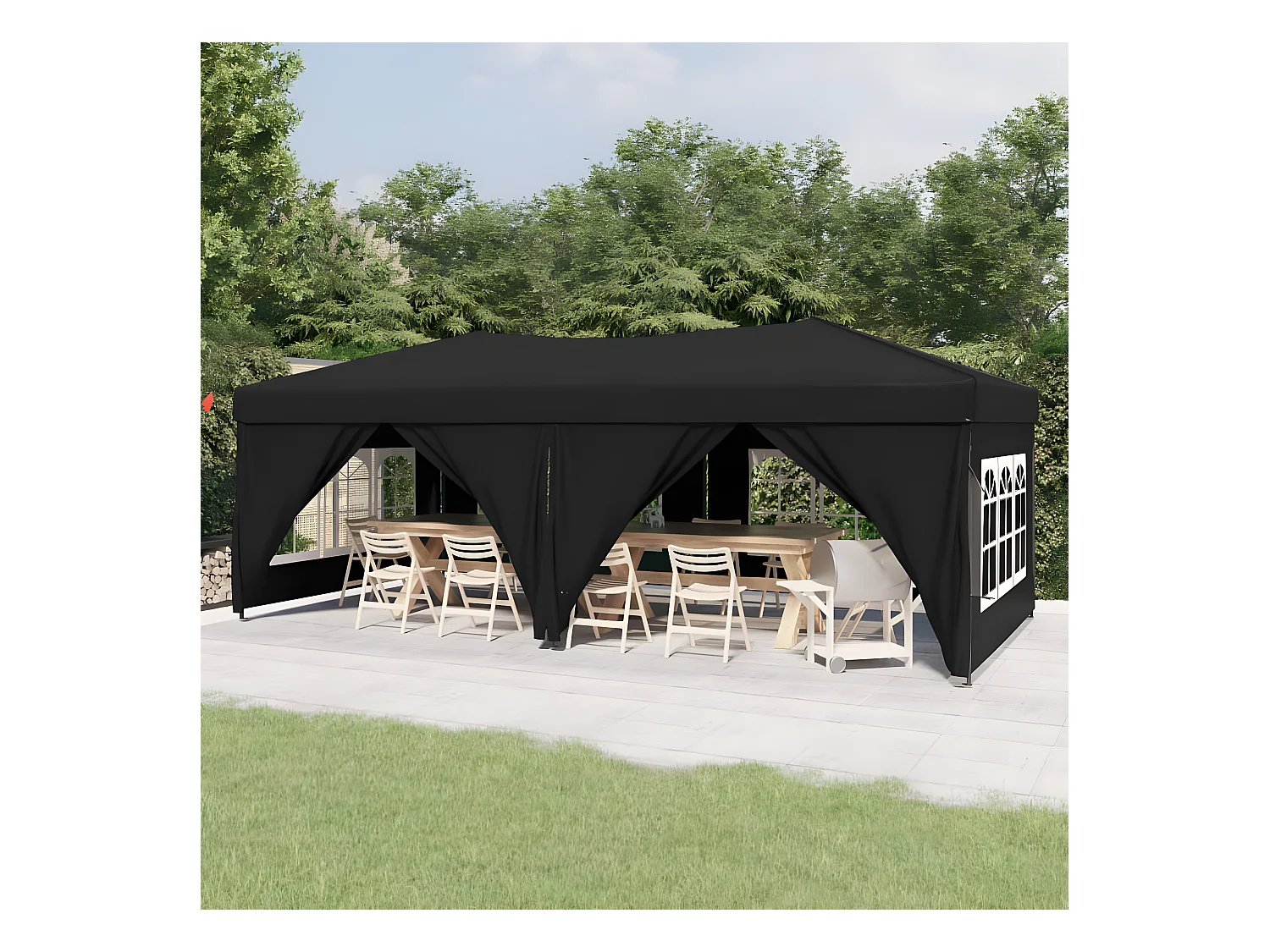 Tente de réception pliable avec parois Noir 3x6 m WVGQ5512