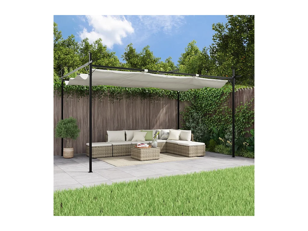Pergola avec toit rétractable crème 395x292x230 cm WVGQ2525