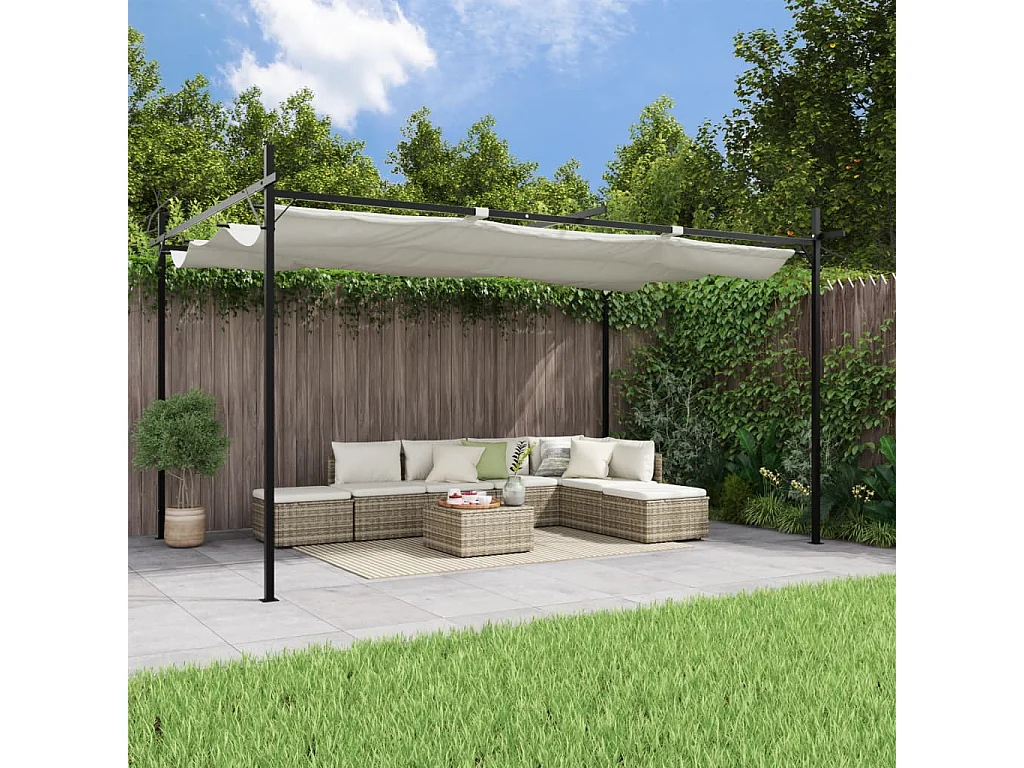 Pergola avec toit rétractable crème 395x292x230 cm WVGQ2525
