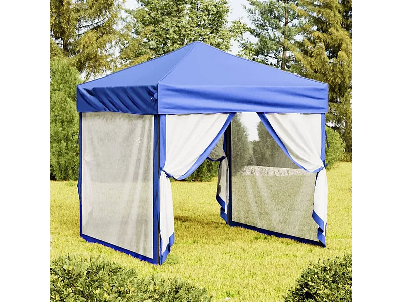 Carpa para fiestas plegable con paredes laterales azul 2x2 m ES972864