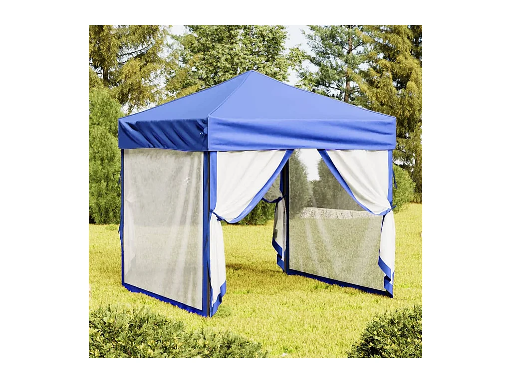 Tente de réception pliable avec parois Bleu 2x2 m WVGQ5455