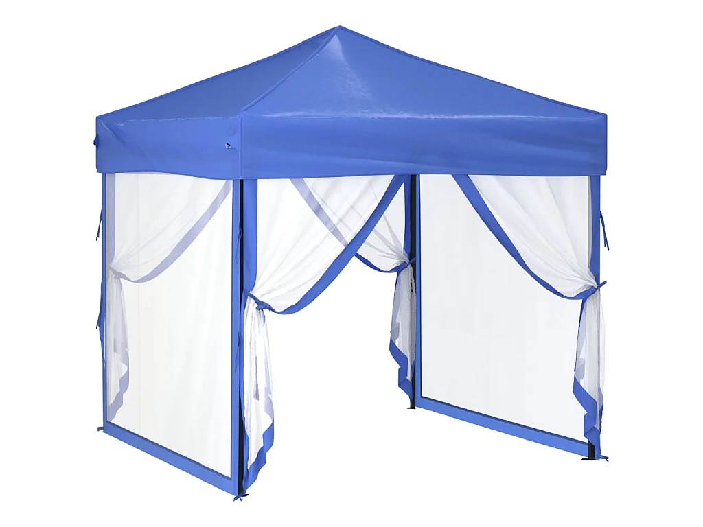 Tenda para festas dobrável com paredes laterais 2x2 m azul PT765958