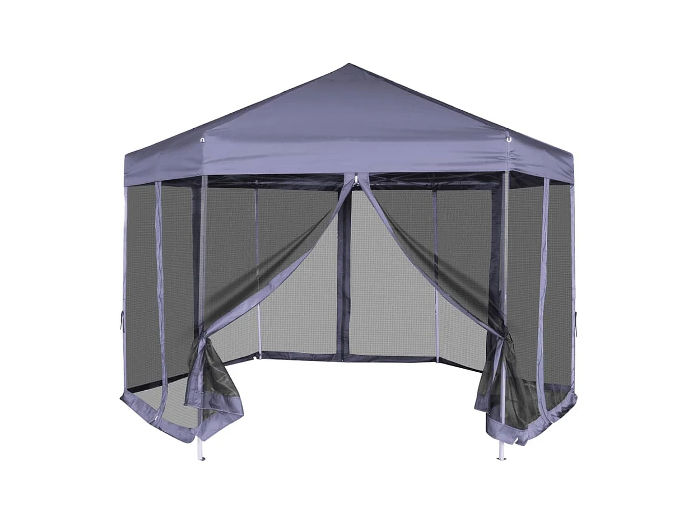 Tonnelle hexagonal avec 6 parois latérales 3,6x3,1m Bleu foncé WVGQ4070